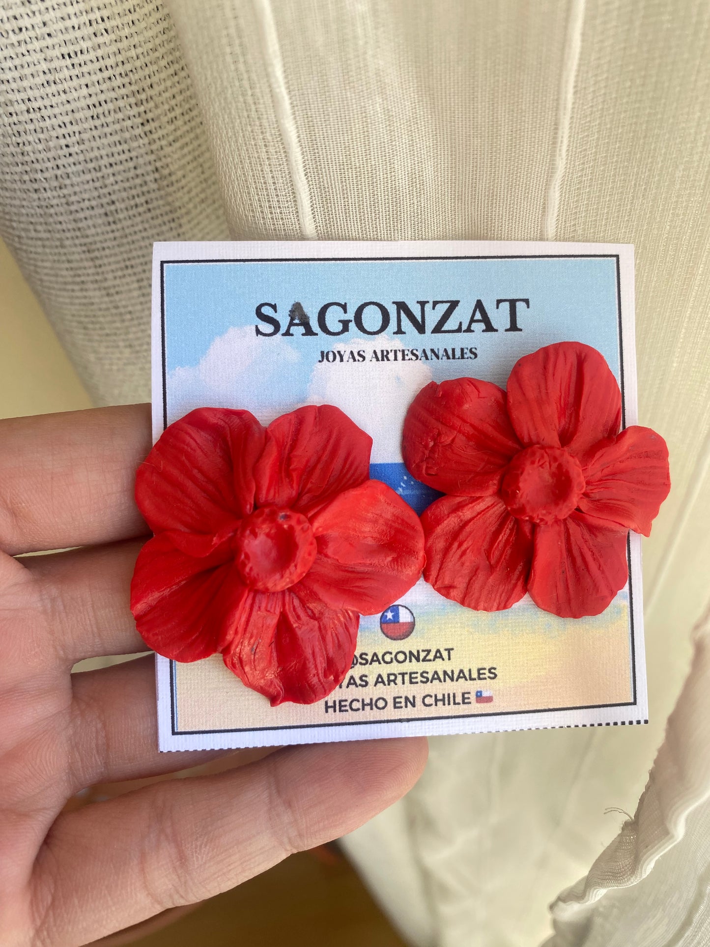 Aros flor roja