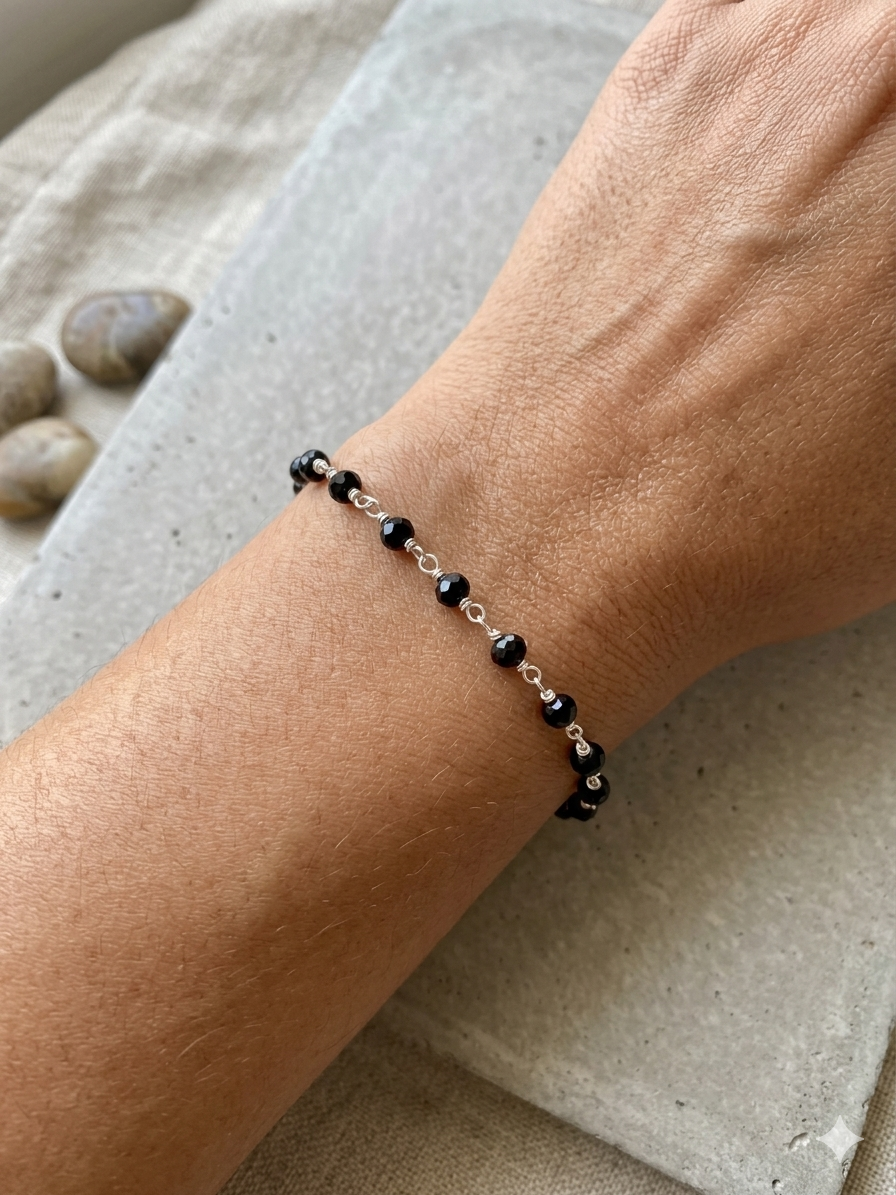 Pulsera negra alambrismo Silver