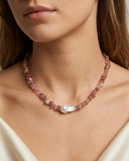 Collar alice cuarzo frutilla