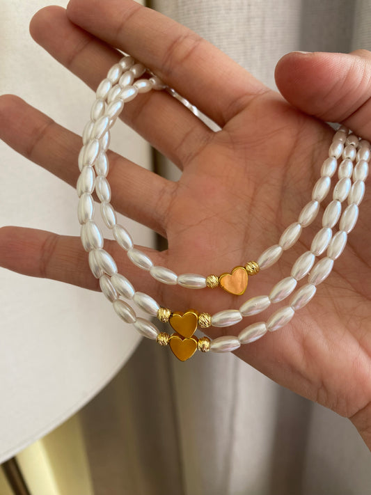Collar perlado corazón hematita 🤎