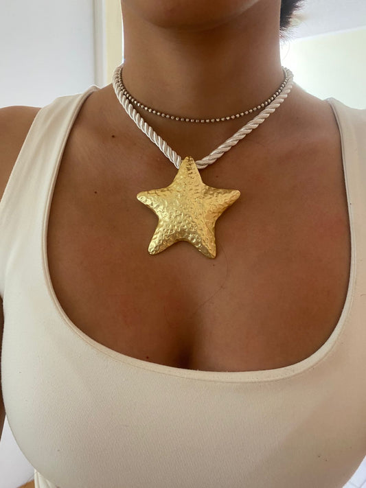 COLLAR CORDON BLANCO ESTRELLA DE MAR