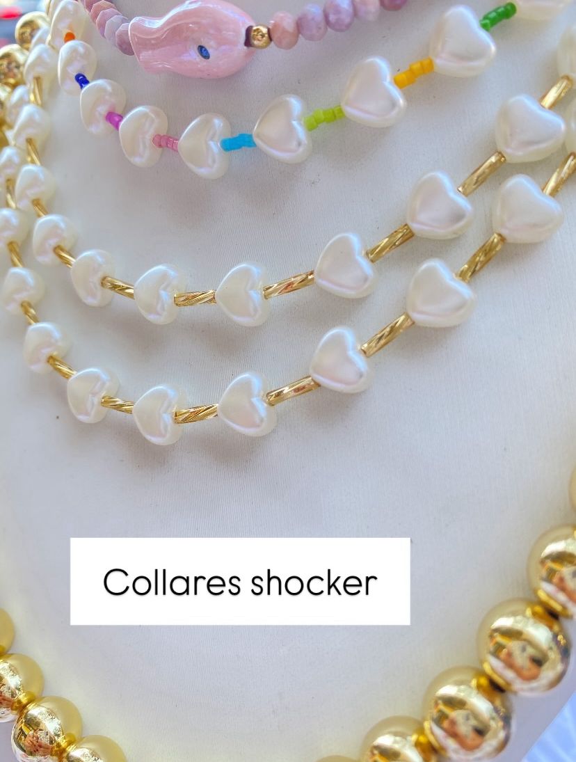 COLLAR CORAZONES PERLADOS MOSTACILLA