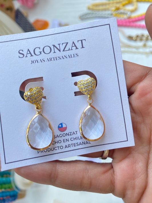 AROS CORAZONES GOTAS ENGASTADAS